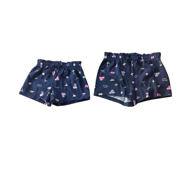 Lot Of 2pc Garanimals Baby Girl Shorts Size 6-9m & 0-3m Navy Elastic Waist - Picture 1 of 12